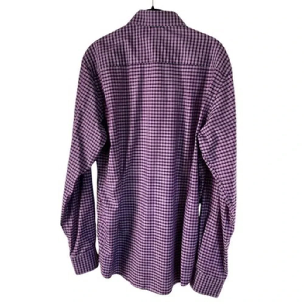 Eton Contemporary Fit Purple Gingham Check Dress Shirt Mens 41 16 L Cotton